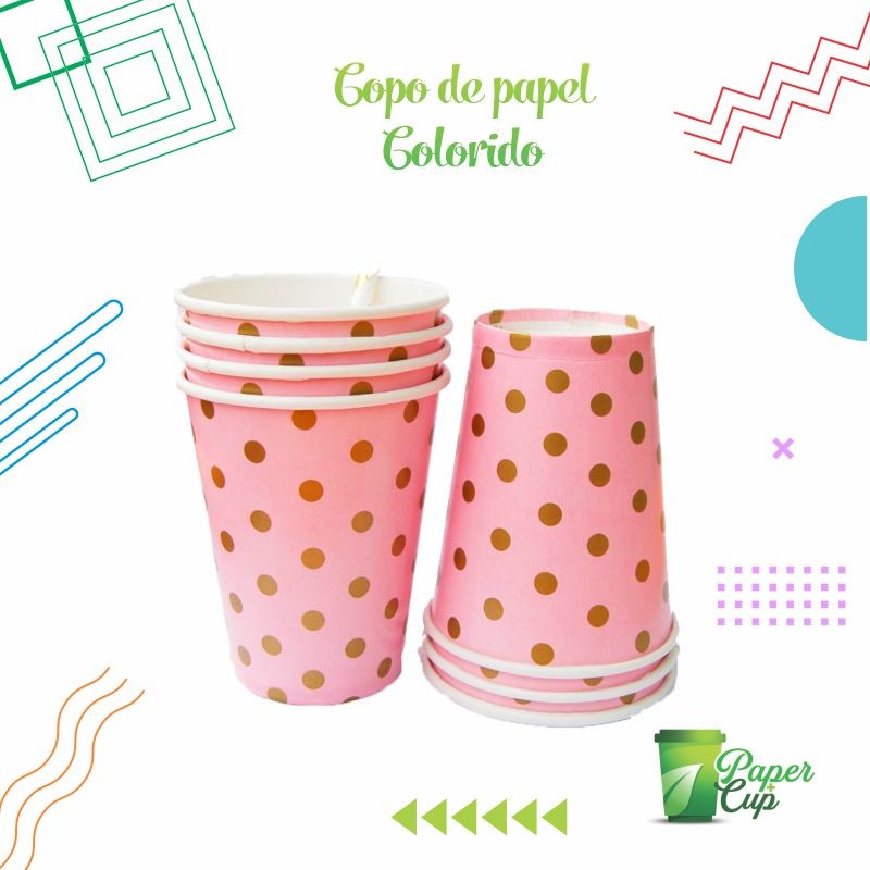 Copos descartáveis de papel coloridos